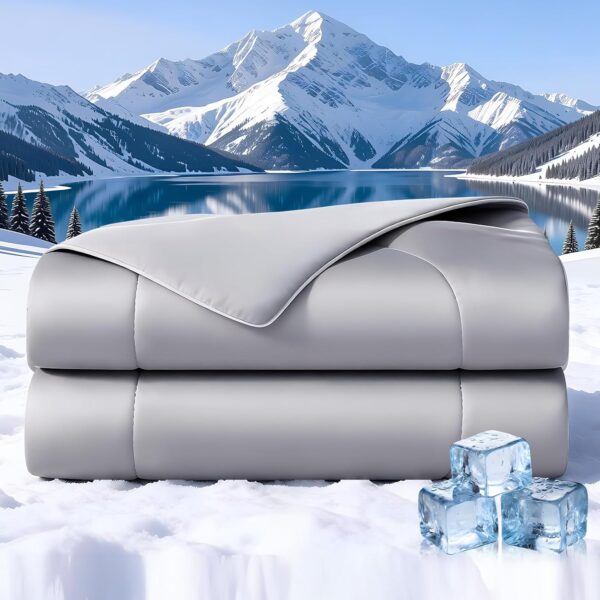 Cooling Blanket for Hot Sleepers — Features Cooling Fabric; Breathable, Soft, and Suitable for All Seasons; Alleviates Night Sweats and Summer Heat (Gray, 106" x 90")