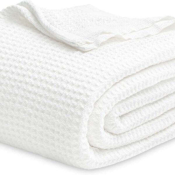 100% Pure Cotton Throw Blanket — Cool and breathable for summer use, with a soft-to-the-touch feel; features a thick, comfortable waffle-weave texture; a thoughtful and lovely gift for women.