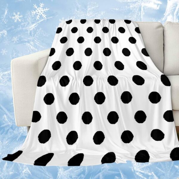 Polka Dot Cooling Blanket — Designed for those prone to overheating; features a black polka-dot pattern and serves as a lightweight, cooling throw blanket (30" x 40") that helps relieve summer heat and night sweats.