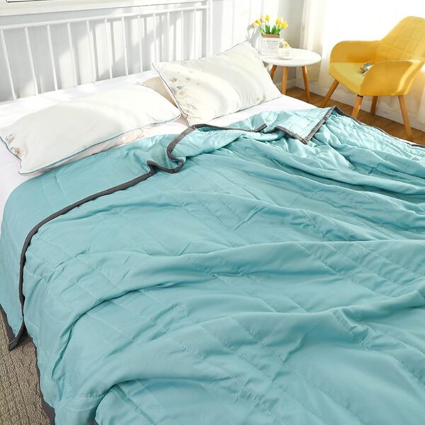 Cooling Throw Blanket Designed for Those Prone to Overheating — A thin summer blanket with a cool, lightweight feel that effectively helps alleviate issues with night sweats; a cool and breathable bed cover. Dimensions: 55 x 40 inches. #