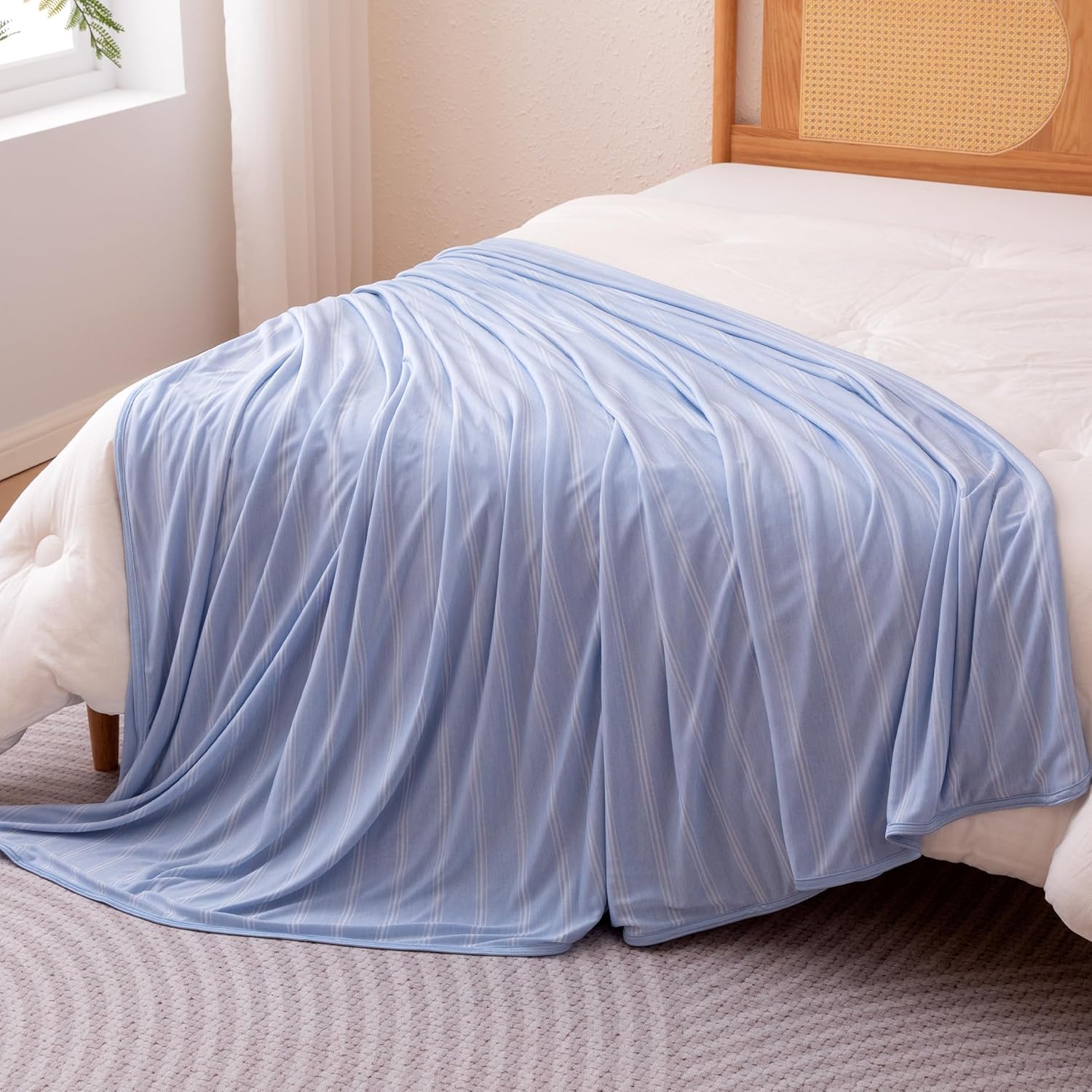 Striped Cooling Blanket — Designed for Hot Sleepers | Reversible, Lightweight Throw; Suitable for Beds, Sofas, and Lounge Chairs - Image 2