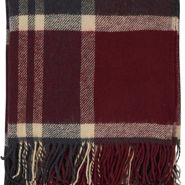 Cozy Wool Blanket, 100% New Zealand Wool, Tartan Design, Red & Blue, 67 x 79 in, Queen Size
