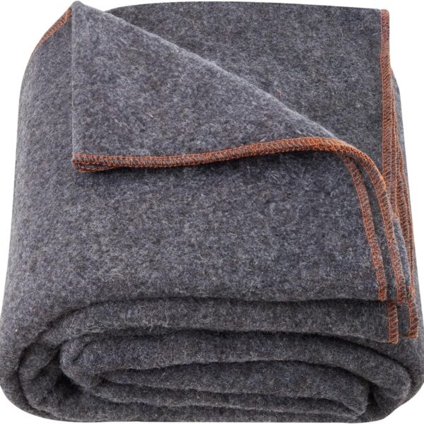 Wool Camping Blanket, Large Warm Stadium Blanket, Flame Retardant, Great for Outdoors, Picnics, Hiking, Sports Events, Travel, Car & Bushcraft Survival Kits, 64" x 88", Light Grey Wool Blankets