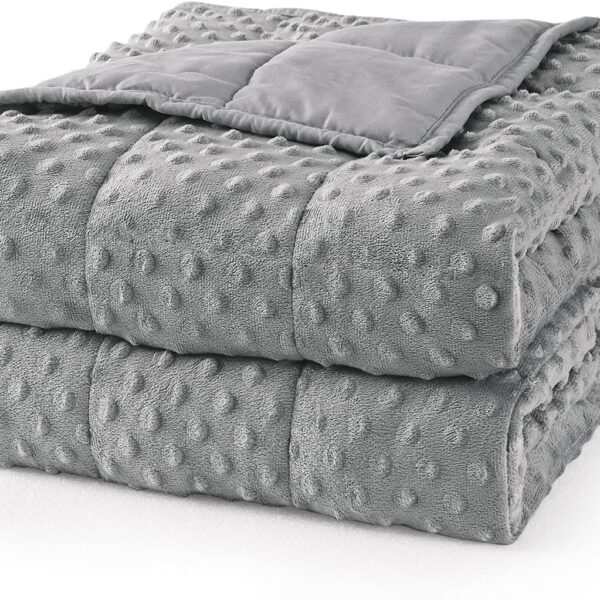Weighted Blanket for Adults (Large) — 15 lbs; features a soft-touch, cooling, and substantial plush fabric designed to promote sleep and provide a sense of calm; Gray.