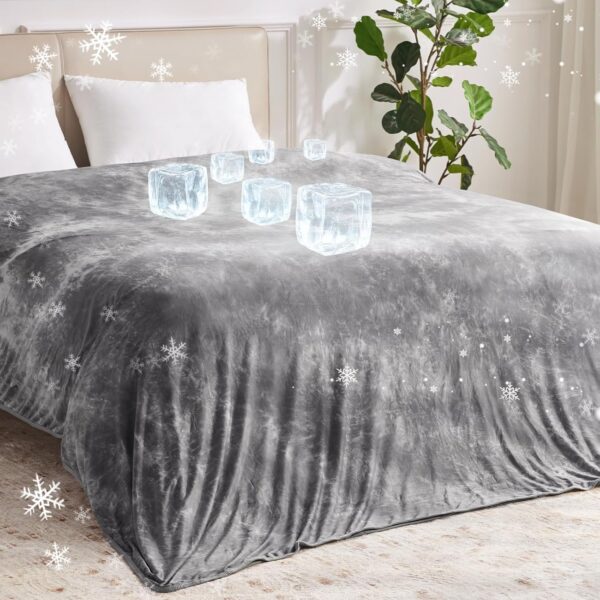 Cooling Throw Blanket — A lightweight, breathable summer bed throw that is also suitable for sofas; features cooling fibers and a lightweight, tie-dye style design; Gray.