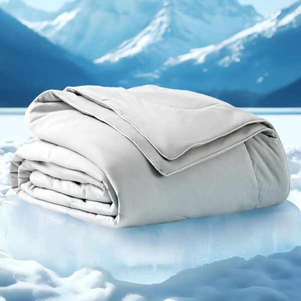 Cooling Blanket (Designed for Hot Sleepers) — Cooling Comforter/Throw; an icy-cool summer blanket that is breathable and lightweight—a thoughtful gift to help relieve the discomfort of night sweats; Gray, 90 x 90 inches.