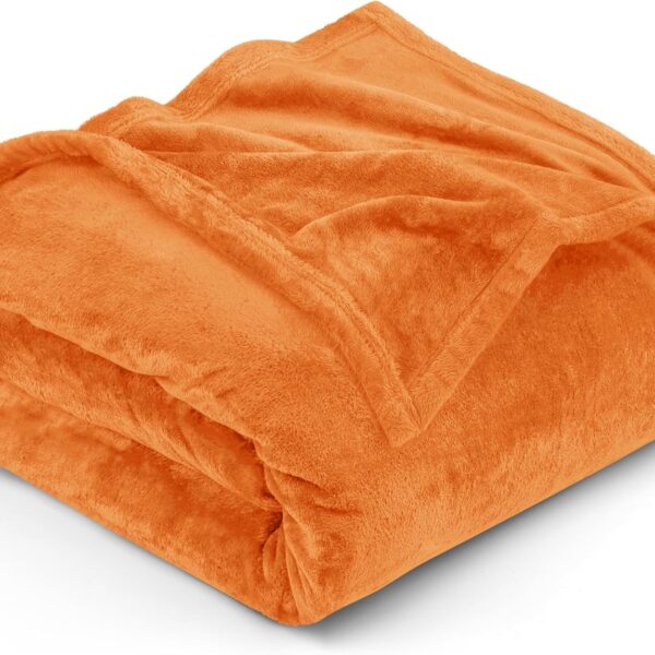 Fleece Blanket Queen Size Burnt Orange 300GSM Luxury Fuzzy Soft Anti-Static Microfiber Bed Blanket (90x90 Inch)