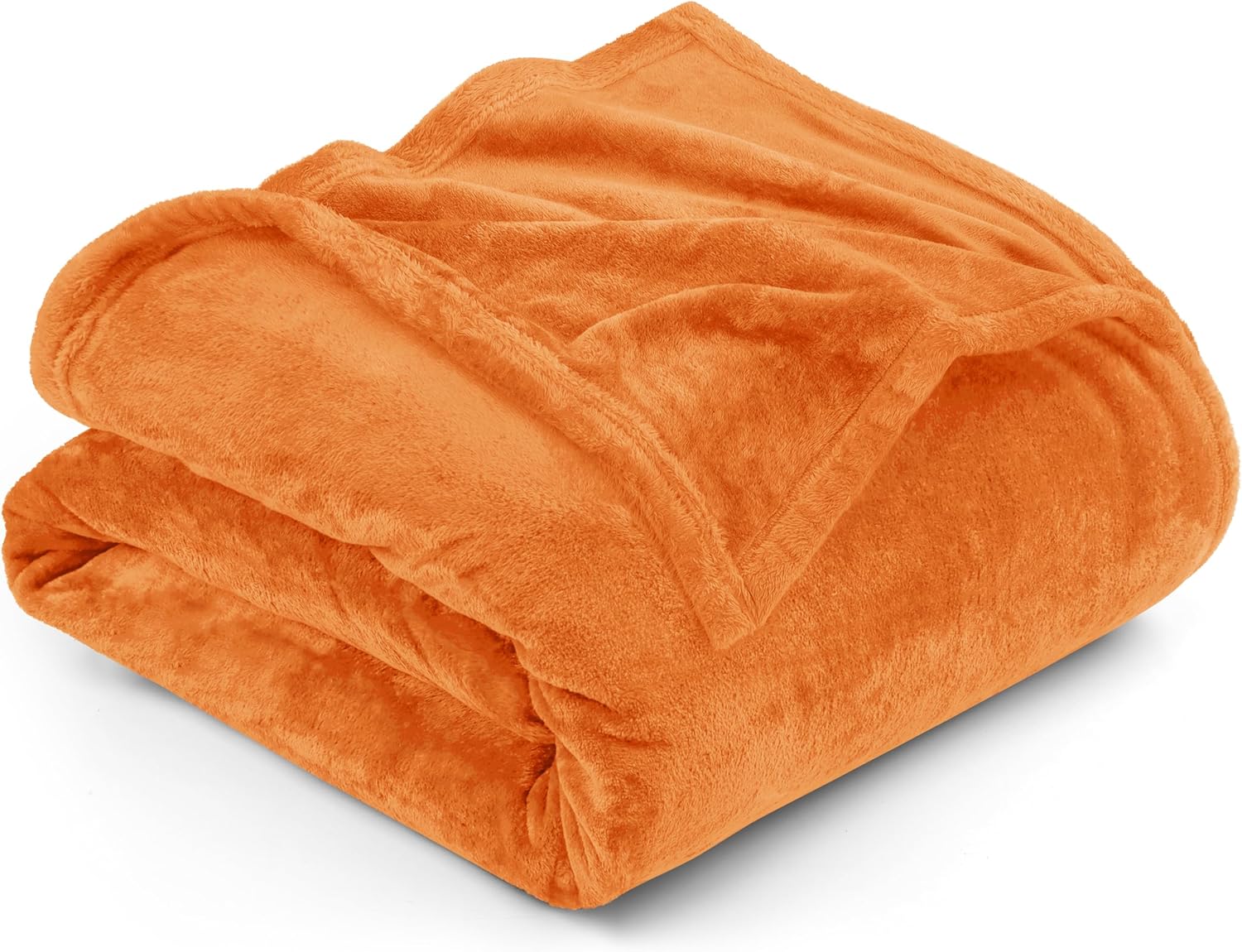 Fleece Blanket Queen Size Burnt Orange 300GSM Luxury Fuzzy Soft Anti-Static Microfiber Bed Blanket (90x90 Inch)
