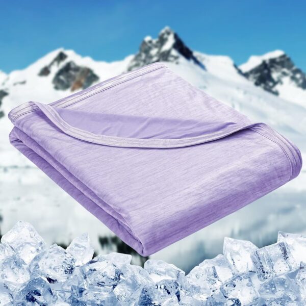 Cooling Throw Blanket — Designed specifically for those who tend to overheat; ideal for summer use—lightweight, breathable, and soft to the touch, featuring an enhanced double-sided cooling design; suitable for use on beds, sofas, or recliners, effectively alleviating the heat and discomfort associated with night sweats; Color: Purple; Size: 60 x 80 inches.
