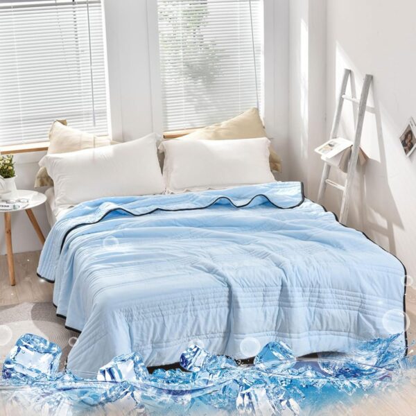 Silky Cooling Blanket — Designed for those seeking a comfortable night's sleep, offering a cool and refreshing sleeping experience. Soothing Blanket — An ultra-cooling, lightweight, and breathable summer throw blanket designed specifically for those prone to overheating (Blue; Double Size: 59 x 79 inches).