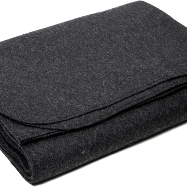 Wool Blanket - Soft, Durable, Warm, and Lightweight – No Frills - Perfect for Camping, Home, or Emergency Use - 64in x 88in (Charcoal)