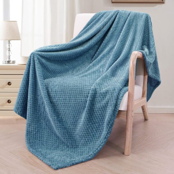 Fleece Throw Blanket Extra Large, Super Soft and Warm Blankets for Couch, Sofa and Bed Waffle Textured, Cozy, Fuzzy and Lightweight (Slate Blue, 50x70 Inches)