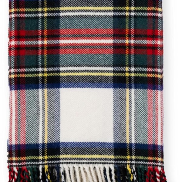 Premium Classic Holiday Decorative Throw Blanket 50"x70" Heavyweight 100% Ultra Fine Merino Wool Navy Red Beige Woven Royal Stewart Tartan Plaid