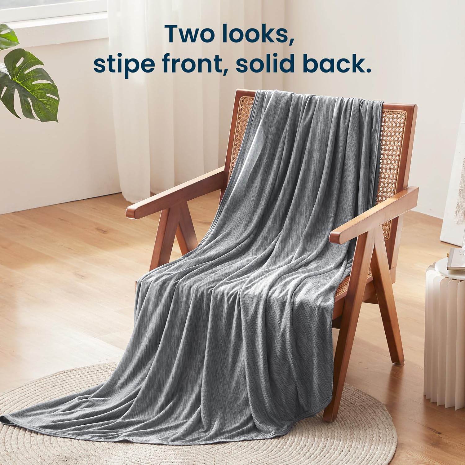 Cooling Blanket (Designed for Hot Sleepers) — A double-sided cooling throw blanket; a lightweight summer sleeping blanket (Dark Gray, 90" x 108"). - Image 2