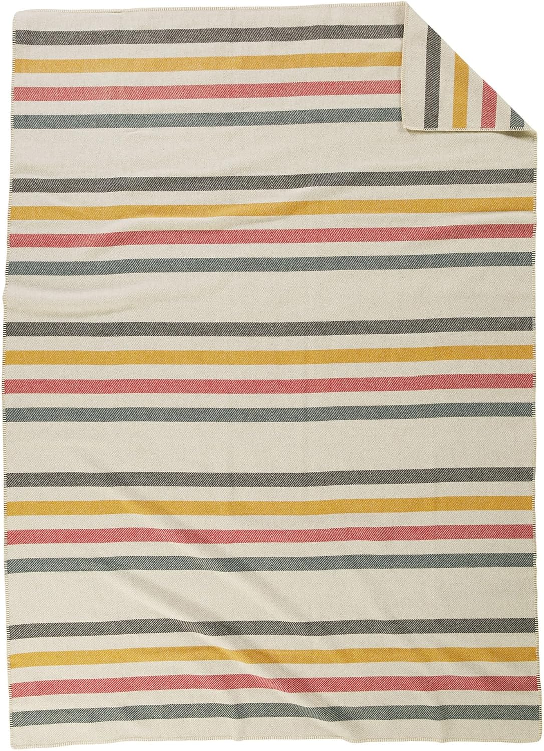 Easy Care Wool Blanket Twin 66" x 96" - 100% Wool with Whipstitch Binding, All Season, Washable, Soft and Durable Blanket for Home and Outdoor Adventures -Vintage Glacier