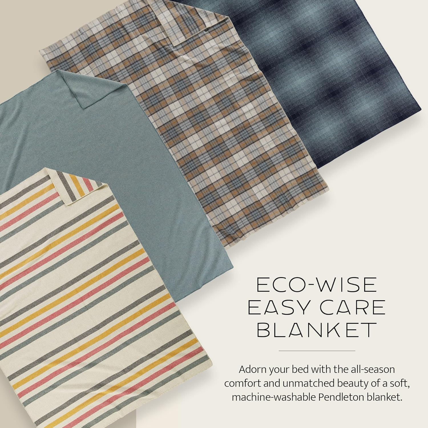 Easy Care Wool Blanket Twin 66" x 96" - 100% Wool with Whipstitch Binding, All Season, Washable, Soft and Durable Blanket for Home and Outdoor Adventures -Vintage Glacier - Image 2