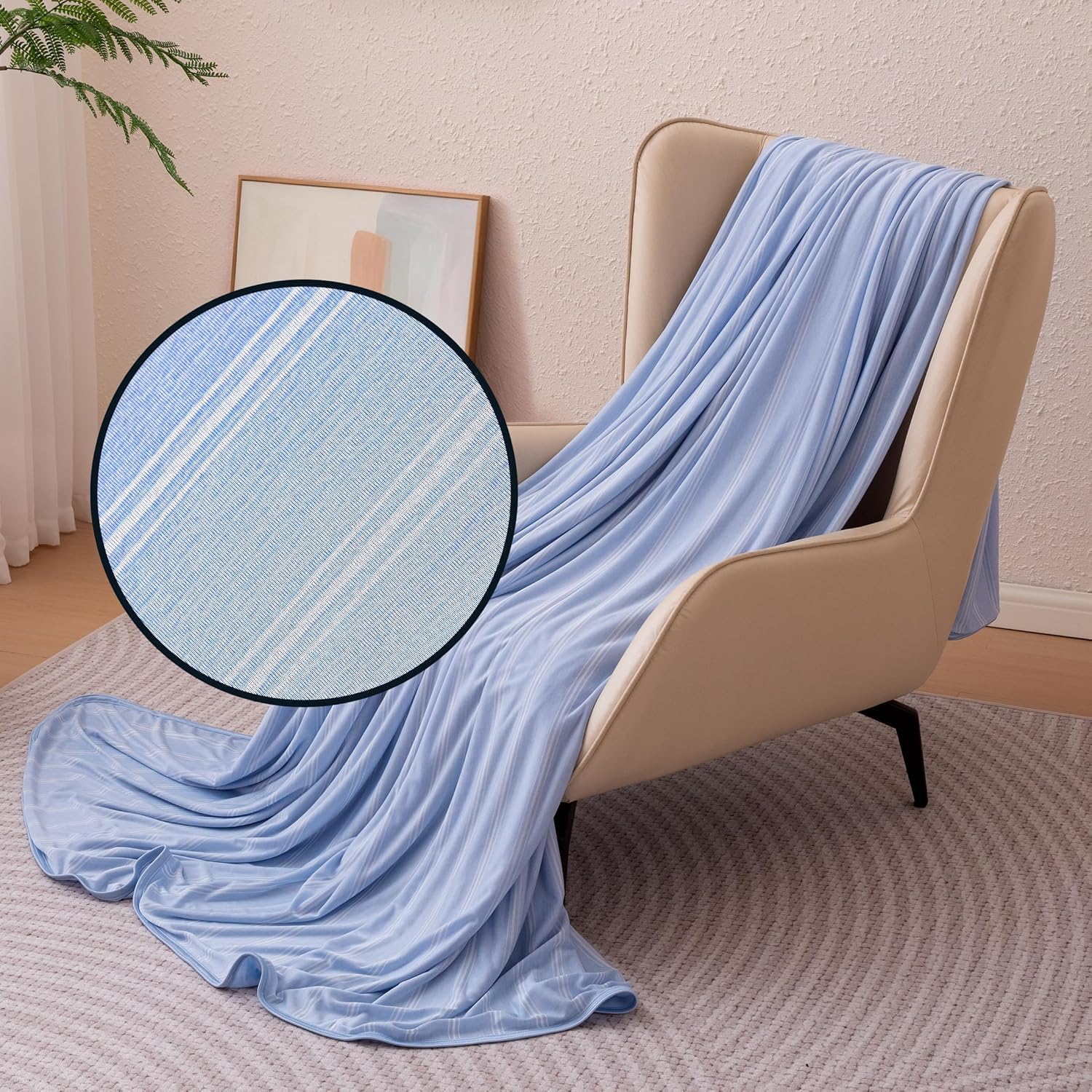Striped Cooling Blanket — Designed for Hot Sleepers | Reversible, Lightweight Throw; Suitable for Beds, Sofas, and Lounge Chairs