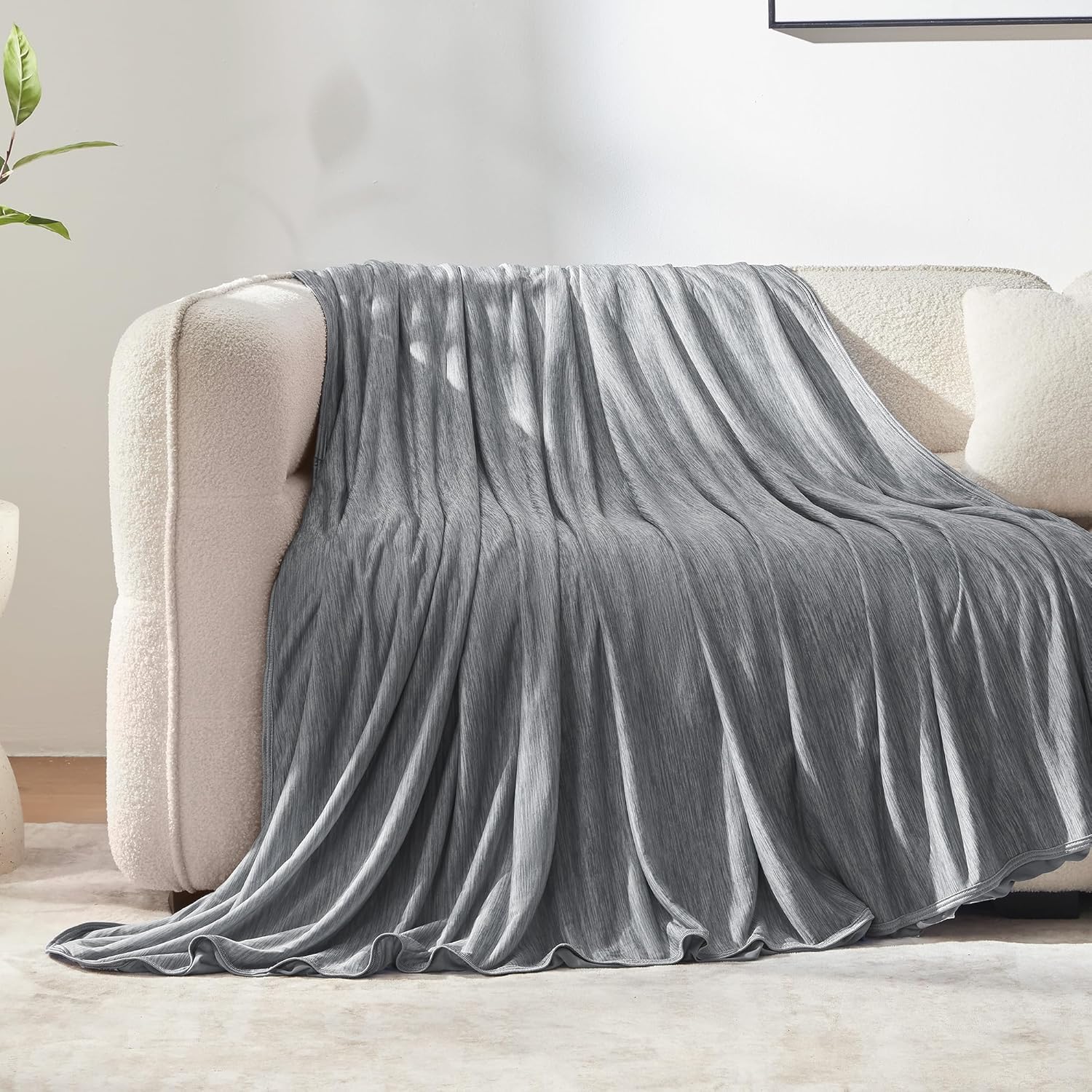 Cooling Blanket (Designed for Hot Sleepers) — A double-sided cooling throw blanket; a lightweight summer sleeping blanket (Dark Gray, 90" x 108").